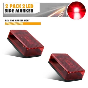 2Pcs 3x2 Square Red LED Marker Light 2 Diodes Surface Mount Waterproof Clear - Picture 1 of 10