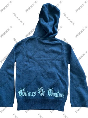 Juicy Couture EUC Black Hooded “Crimes Of Couture” Long Sl Cashmere Sweater-4T - Image 1 of 4