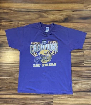 CAMISETA DE COLECCIÓN DE CAMPEONES NACIONALES DE FÚTBOL DE LOS BCS 2008 LSU TIGERS TALLA GRANDE Foto 1 de 4