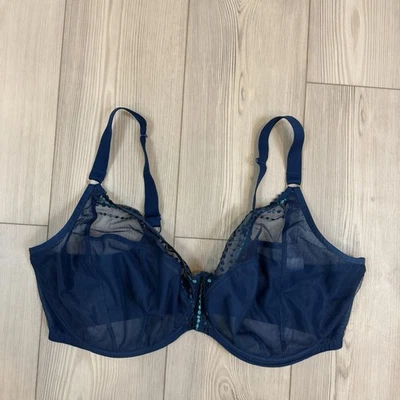 Elomi Underwire Bra Womens US 42K Blue Sheer Unlined Full Cup EL8900 - Image 1 of 4