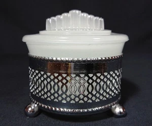Antique Art Deco Milk Glass Pot c1930 - Picture 1 of 6