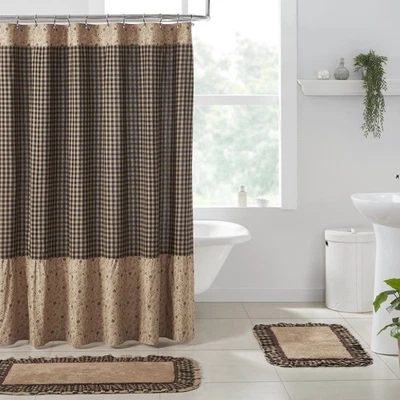 Shower Curtain Maisie Ruffled Primitive 72x72 Flat Weave Cotton Bath VHC Brands - Image 1 of 4