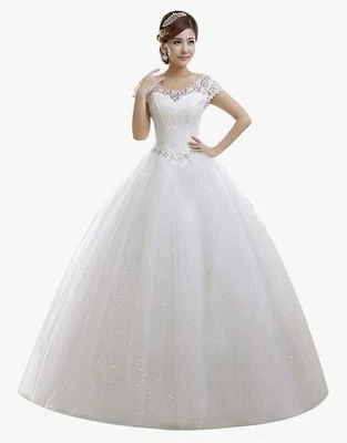 Vestido de novia blanco 10 Eyekepper doble hombro hasta el suelo Foto 1 de 4