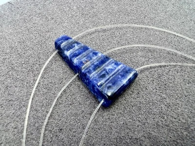 1 Vintage Triple Drilled Triangle Lapis Lazuli Bead Connector Egyptian 28x14mm A - Image 1 of 4