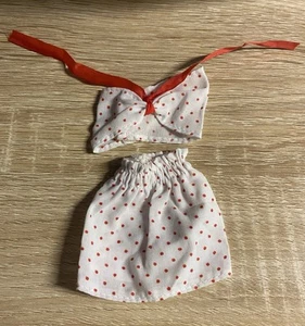 Barbie Fashion Doll Outfit Mini Skirt Halter Top Set White Red Polka Dots - Picture 1 of 2