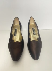 BRUNO MAGLI COUTURE Satin Braun Leder Größe 7,5 B Made in Italy - Bild 1 von 8