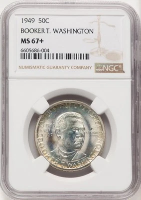 1949 50C Booker T. Washington Commemorative Silver NGC MS67+ - Image 1 of 2