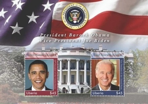 Liberia 2008- President Barack Obama and Joe Biden Stamp souvenir sheet (#2) MNH Cover