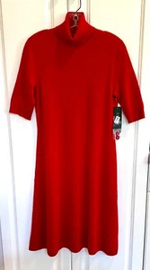 NWT Ralph Lauren sz Medium red 100% cashmere short sleeve turtleneck dress $299 - Picture 1 of 5