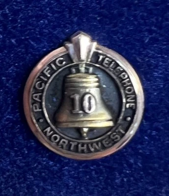 Vintage PACIFIC NORTHWEST BELL TELEPHONE 10 Year Employee Tie Pin 1/10 10K CTO   - Image 1 of 4