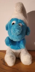 Peyo Smurf Plush Vintage 1980s Small Boy Stuffed Toy Original Blue White Retro - Picture 1 of 7