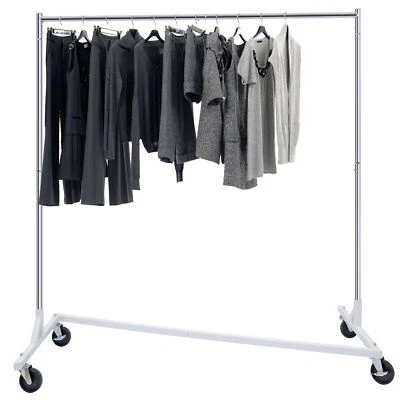 Heavy Duty Clothes Rack Metal Garment Rack Rolling Clothing Rack w/Wheels 220LBS - Image 1 of 4