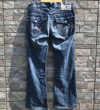 Men size M True Religion Denim 32 Wash Blue Embroidered Made In Usa Bottoms Trou