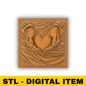 STL File Hands with Heart 3D Model For CNC Router 3D Printer Artcam Aspire - Picture 1 of 7