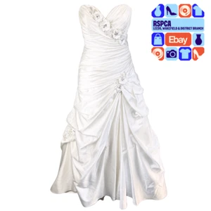 Madeline Gardner Morilee Strapless Satin Beaded Bridal Wedding Dress Size 12 - Picture 1 of 7