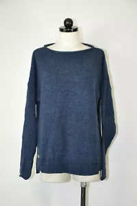 Lauren Ralph Lauren Steel Blue Cotton Boatneck Grandpa Pullover Sweater Women L - Picture 1 of 10