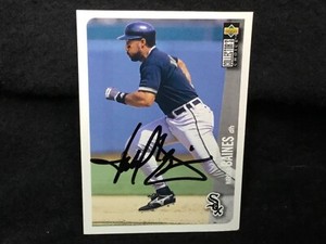 1996 UPPER DECK #510 COLL CHOICE HAROLD BAINES AUTOGRAPHED DH WHITE SOX BB CARD
