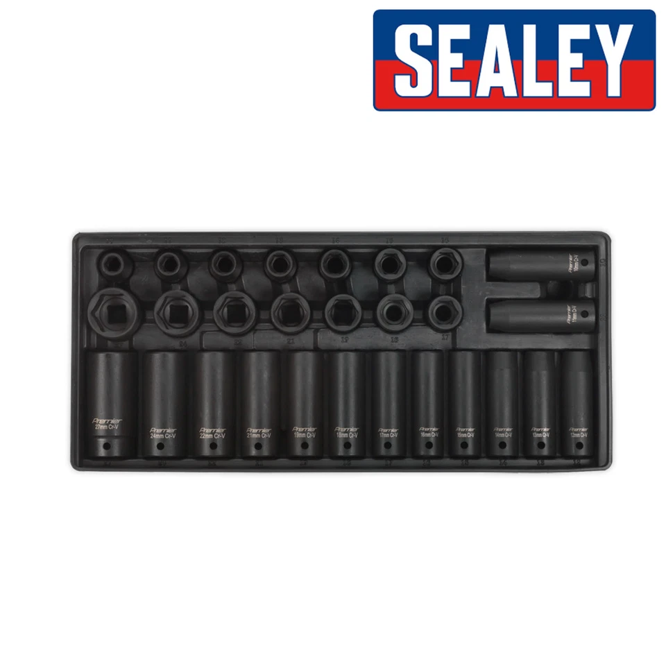 Sealey TBT24 28pc 1/2" Impact Sockets Standard + Deep10-27mm Lifetime Guarantee - Image 1 of 1