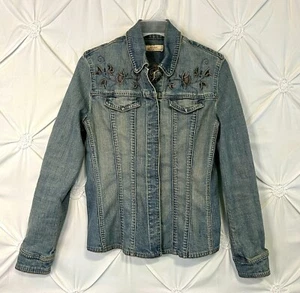 Vintage Womens Embroidered Boho Fitted Denim Jean Jacket / Small / Floral - Picture 1 of 12