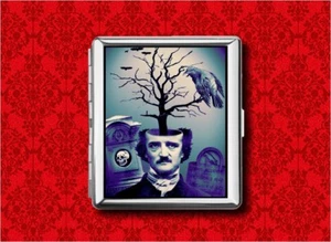 EDGAR ALLAN POE RAVEN HORROR METAL BILLETERA TARJETA IDENTIFICACIÓN CIGARRILLO ESTUCHE IPOD - Imagen 1 de 5