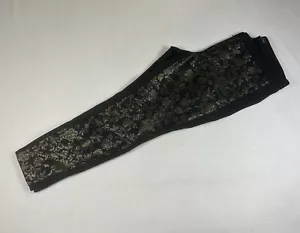 White House Black Market Hose 12 The Skinny Gold Metallic glänzend Jacquard Ponte - Bild 1 von 6