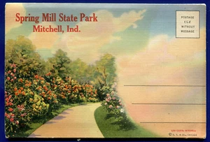 Spring Mill State Park Mitchell Indiana Teich Linen Postcard Folder PF11 - Picture 1 of 3