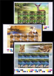 ISRAEL 2016 FLÜSSE IN ISRAEL 3 BRIEFMARKENBLÄTTER UNGEZÄHNT LANGE REITER FAUNA POSTFRISCH 2015 - Bild 1 von 1