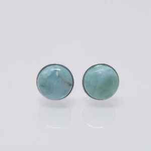 Ohrstecker Ohrringe Larimar Cabochon 8mm Silber 925 - Bild 1 von 6