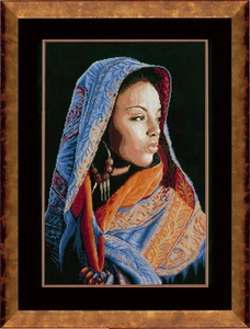 Lanarte Counted Cross Thread Stitch Kit African Lady 14 Ct Black Aida 32 x 48cm - Picture 1 of 1