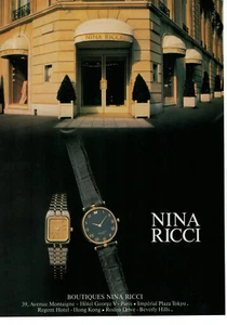 PUBLICITÉ PRESSE 1985 BOUTIQUE NINA RICCI MONTRES - DEVANTURE MAGASIN NINA RICCI - Foto 1 di 1