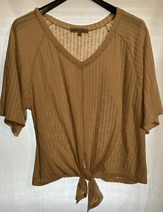 Absolutely Famous Women's Tie Hem Knot button Boho Rayon blouse, sz L - Picture 1 of 4