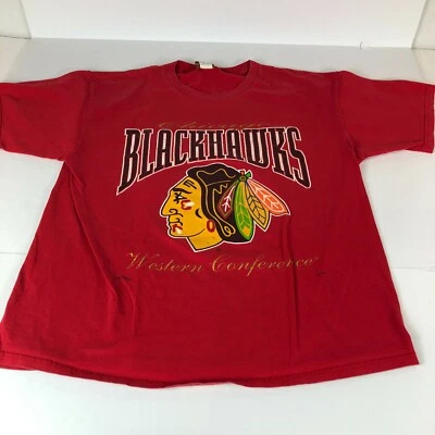Camisa De Colección Años 90 Nuez moscada Chicago Blackhawks Para Hombre Extra Grande Roja Estampado Grande  Foto 1 de 4