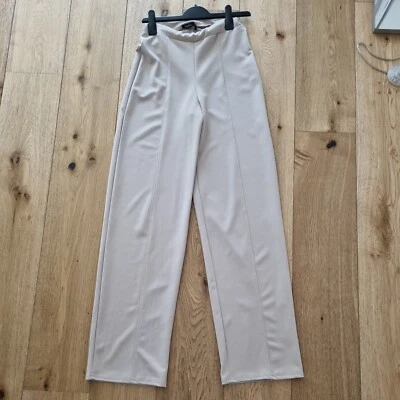 BOOHOO Tall UK10 Beige straight Leg Trousers - Image 1 of 4
