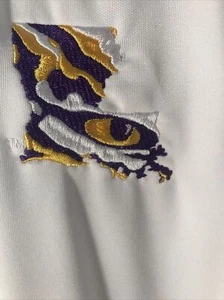 LSU White Embroidered Polo Badger Sport. Eye Of The Tiger - Picture 1 of 4