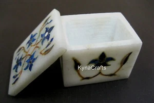 2.5 x 1.5 Inches Marble Jewelry Box Lapis Lazuli Stone Inlay Work Tie Clip Box - Picture 1 of 6