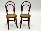 Dolls house miniature 1:12 ARTISAN pair of wooden bistro chairs