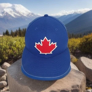 New Era 59FIFTY Canada Maple Leaf Fitted Hat 7 Blue Red MLB Authentic Cap MLB - Picture 1 of 20