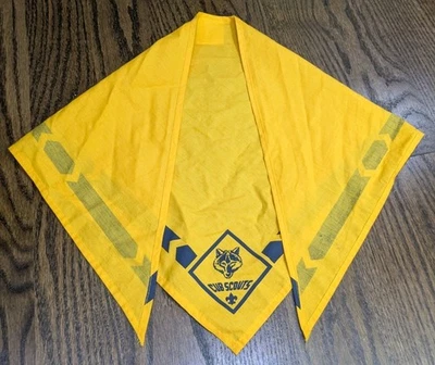 BSA Cub Scouts Boy Scouts of America Bandana Neckerchief Yellow Vintage Scarf - Image 1 of 3