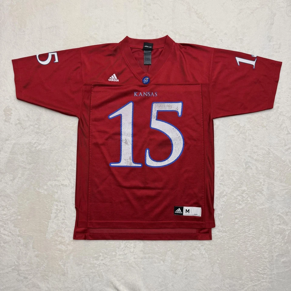 Adidas Kansas Jayhawks Football Jersey Mens Medium Red NCAA Blank #15 Shirt - Image 1 of 4