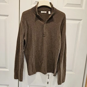 Inhabit Damen 100% Kaschmir Gr. L Langarm Pullover Pulli braun 1/4 Knopf - Bild 1 von 10
