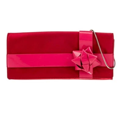 Kate Spade Red Patent Bow Clutch Evening Bag Chain Strap - Image 1 of 4