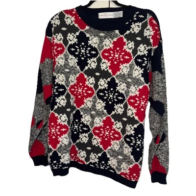 Suéter Primera Edición Hecho en Australia L Algodón Argyle Tejido Rojo Gris Azul Preppy Foto 1 de 4