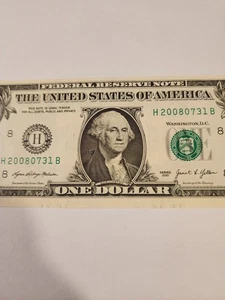 Birthday/Anniversary Note July/31/2008 One Dollar Bill - Picture 1 of 4