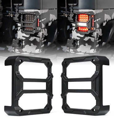 Cubierta de luz protectora de luz trasera Xprite 2 piezas para Jeep Wrangler JK JKU 2007-2018 Foto 1 de 4