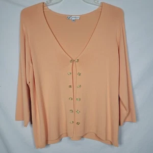 Vintage Dressbarn Womens 18W Open Cardigan Cottagecore Spring Peach 3/4 Sleeve - Picture 1 of 11