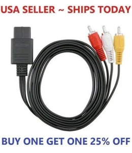For Nintendo 64 N64 SNES Gamecube 6FT RCA AV TV Audio Video Stereo Cable Cord - Picture 1 of 4