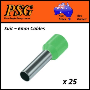 Cable Ferrules 6mm2 x 25 pack, Bootlace, Pin Crimps, Wire Sleeves - Picture 1 of 8