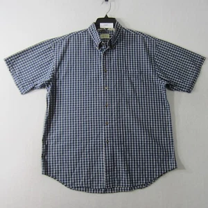 St Johns Bay Shirt Mens Large Blue Beige Button Up Pocket Outdoor Casual Cotton - Picture 1 of 12