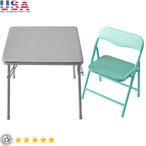 Juego de sillas de mesa junior de 2 piezas seguro para niños duradero plegable ahorro de espacio juego en interiores - Imagen 1 de 11