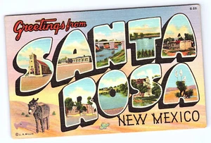 Santa Rosa New Mexico Large Letters linen postcard - Picture 1 of 2